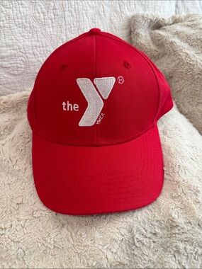 YMCA Red Ball Cap with White Embroidered Logo - Unisex
